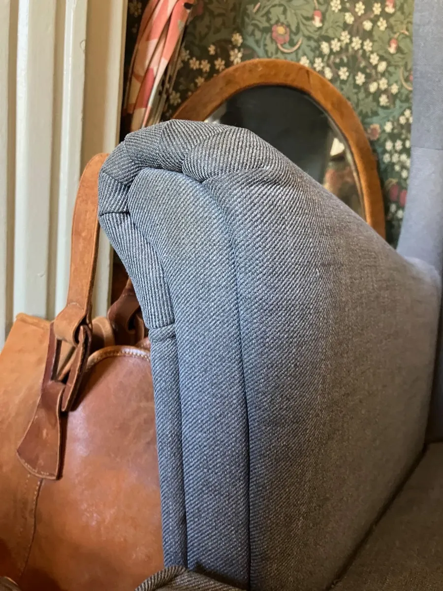 Grey Armchair and Footstool - Image 2