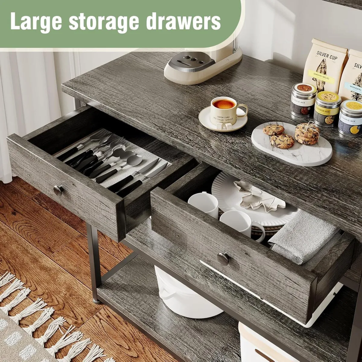 5-Tiers Bakers Rack Kitchen Storage Shelves with - Image 4