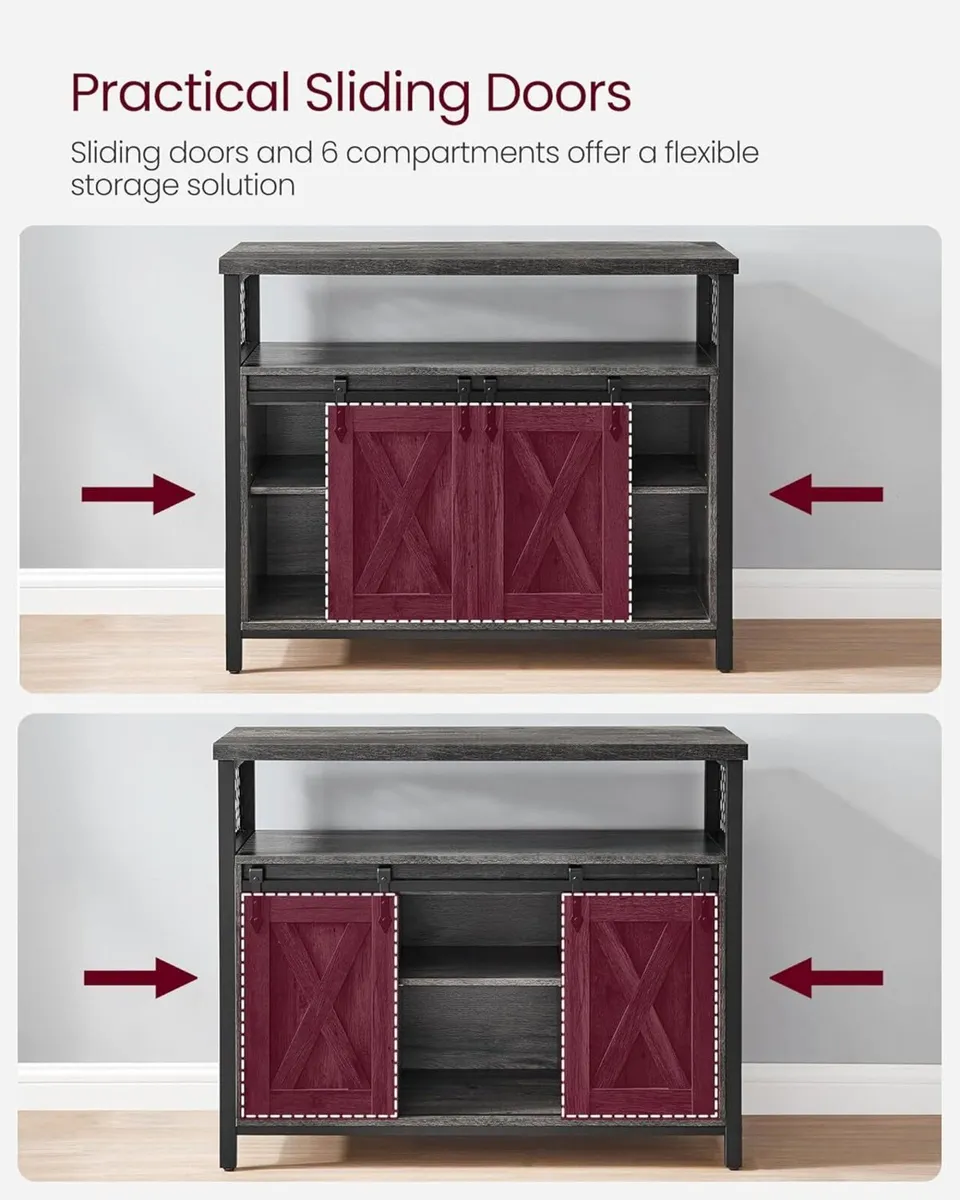 Sideboard Kitchen Cabinet Storage Cupboard with 2 - Image 4