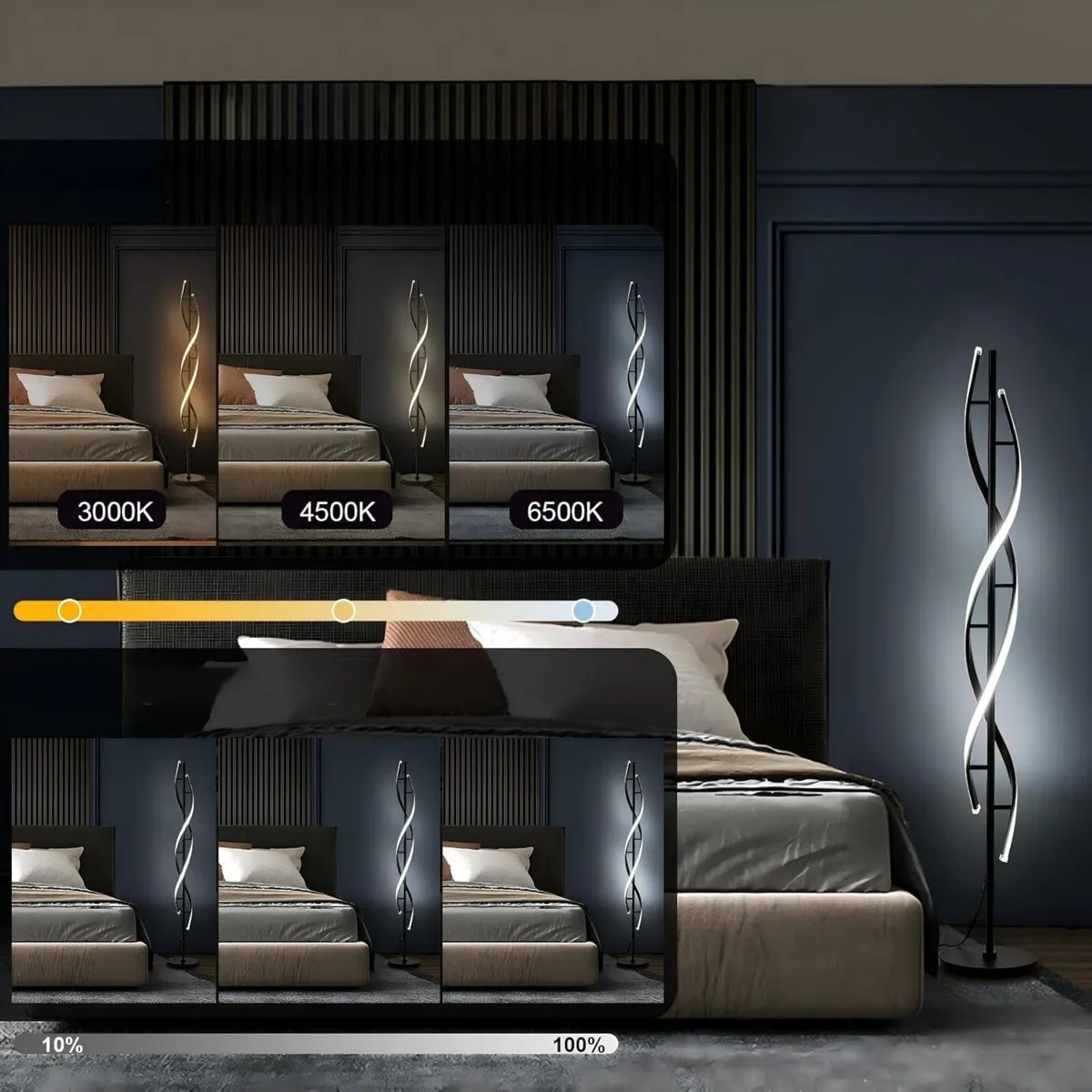 150cm Spiral LED Floor Lamp for Bedroom Modern - Image 2
