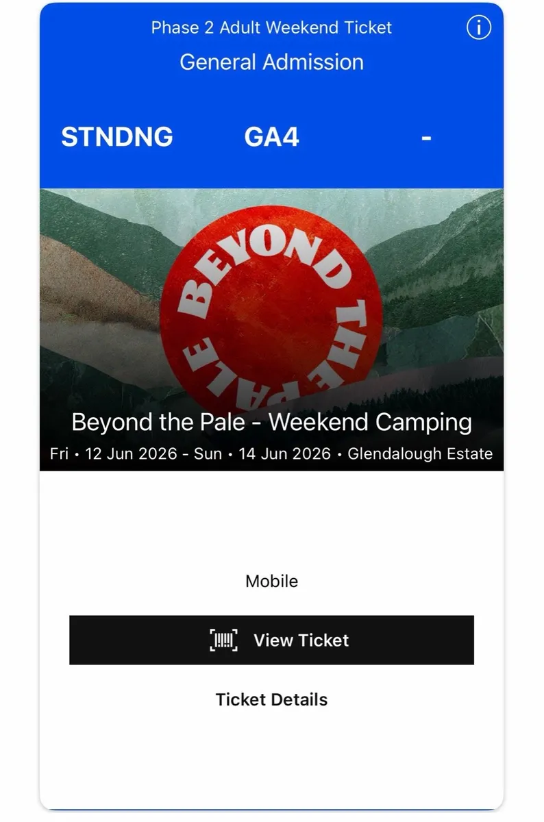 Beyond the Pale Adult weekend camping ticket