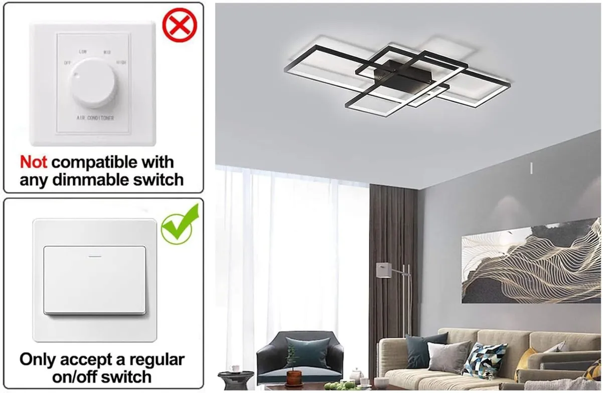 LED Ceiling Light 75W Modern Lamp 3-Squares - Image 4