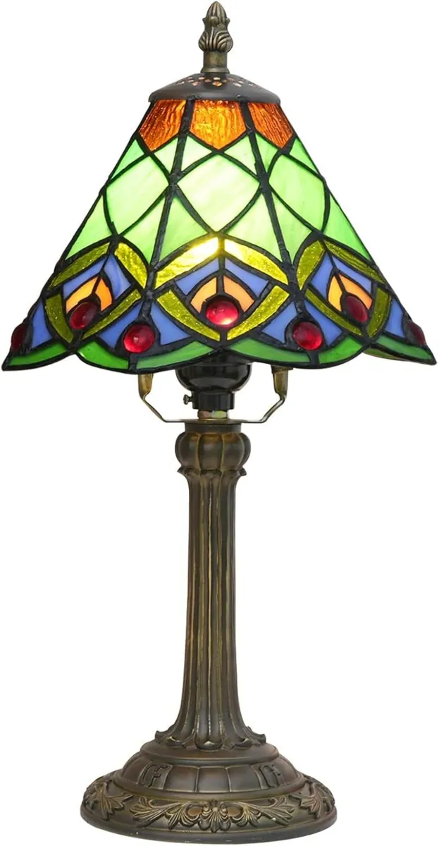 Tiffany Small Stained Glass Table Lamp Green - Image 1