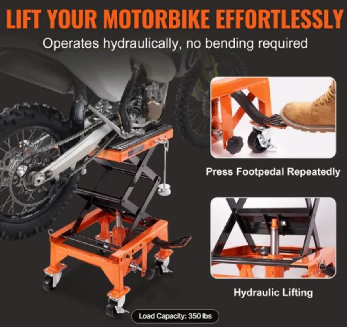 Hydraulic Motorcycle Lift Table 158.8kg Dirt Bike - Image 2