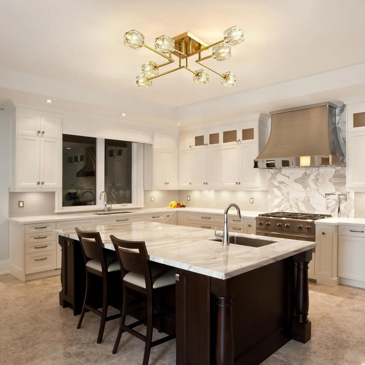 Gold Crystal Ceiling Lights Modern Sputnik - Image 4