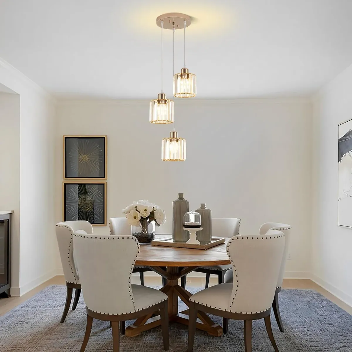 Gold Modern Crystal 3-Light Pendant Ceiling Light - Image 2