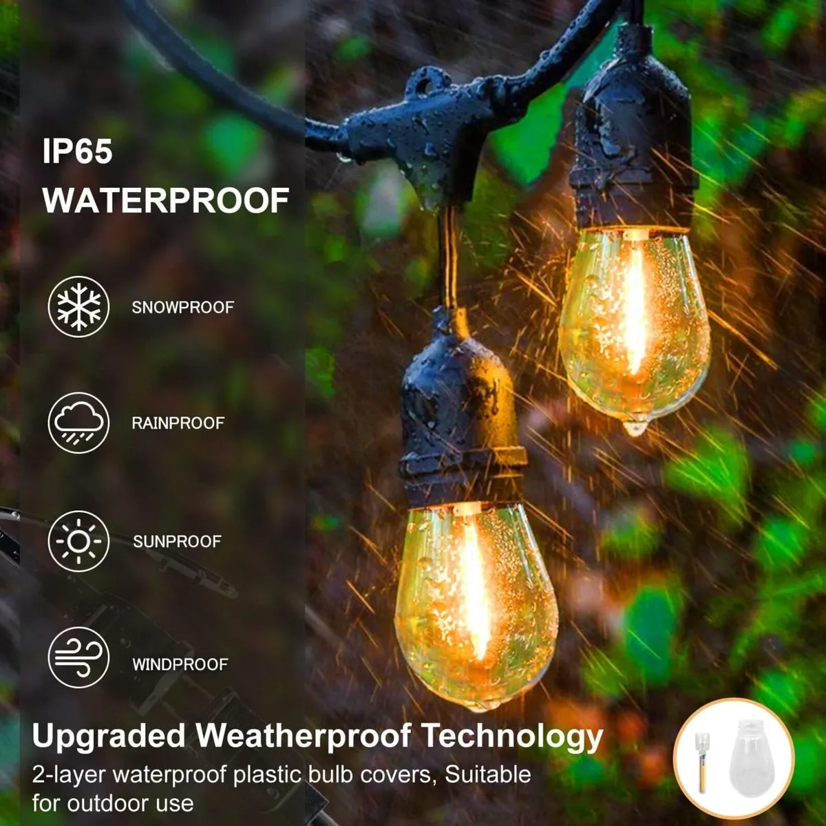 S14 Outdoor String Lights Mains Powered 100FT - Image 3