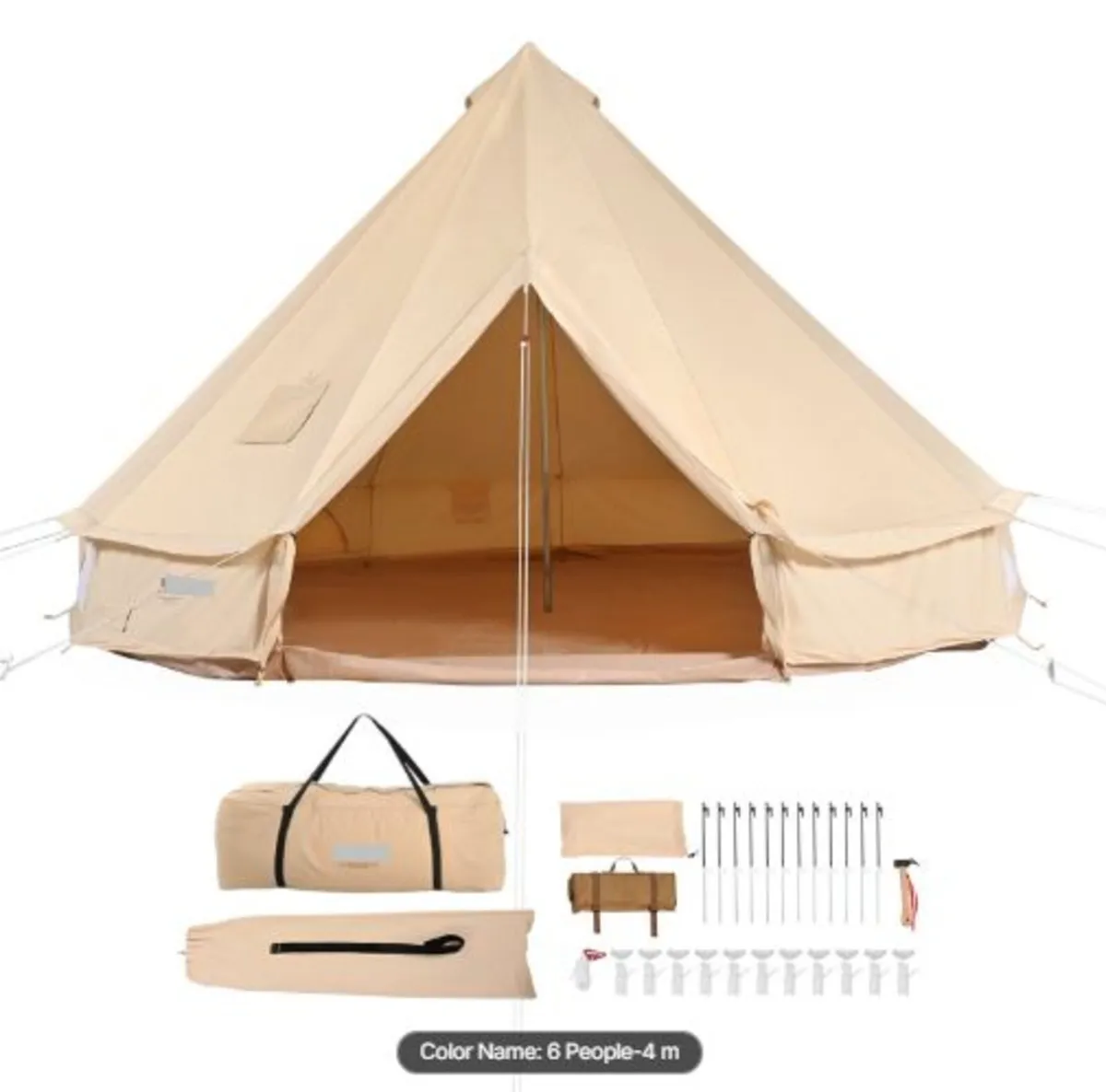 Canvas Bell Tent,4 Seasons 4 m/13.12 ft Yurt Tent - Image 1