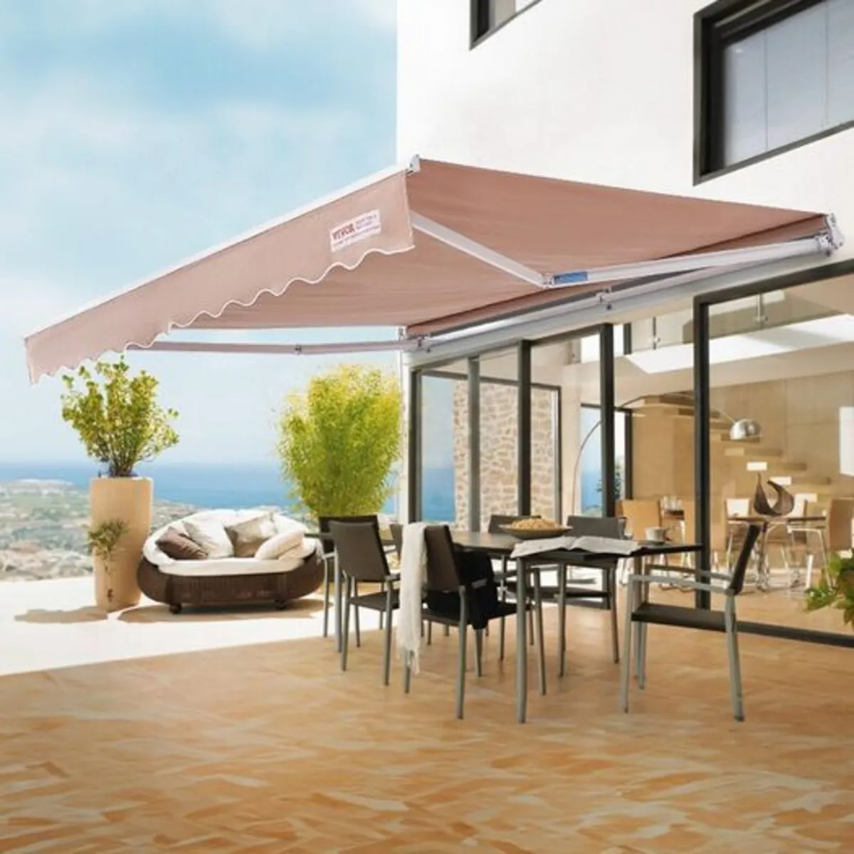 Manual Retractable Awning, 8 x 7 ft Outdoor Patio - Image 2