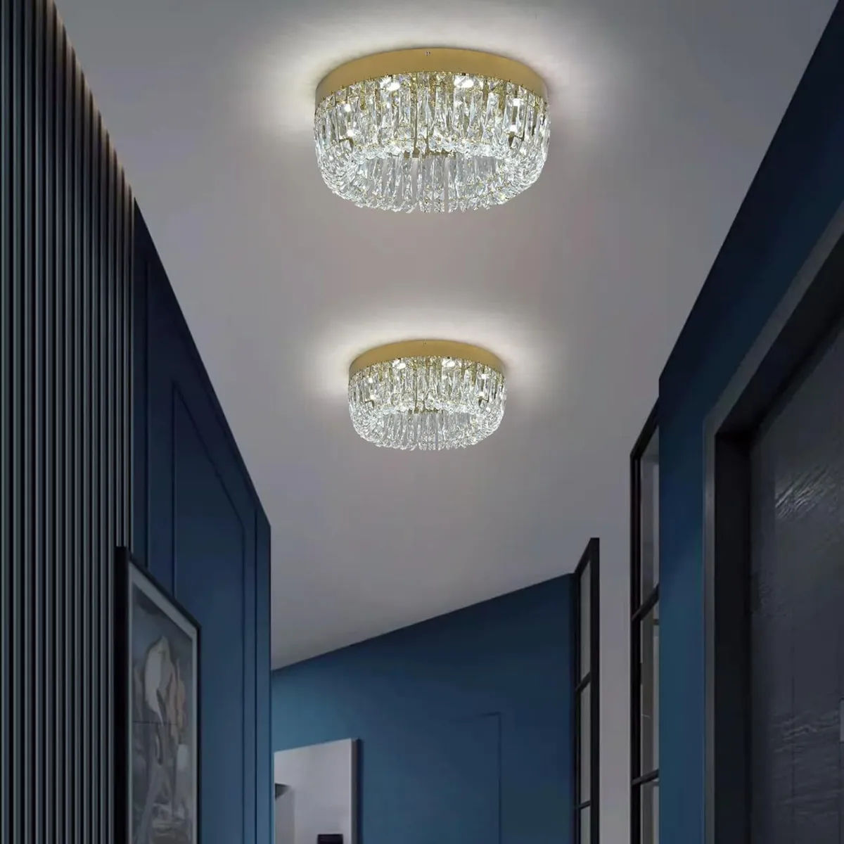 Luxury Gold Crystal Chandelier Flush Mount - Image 4