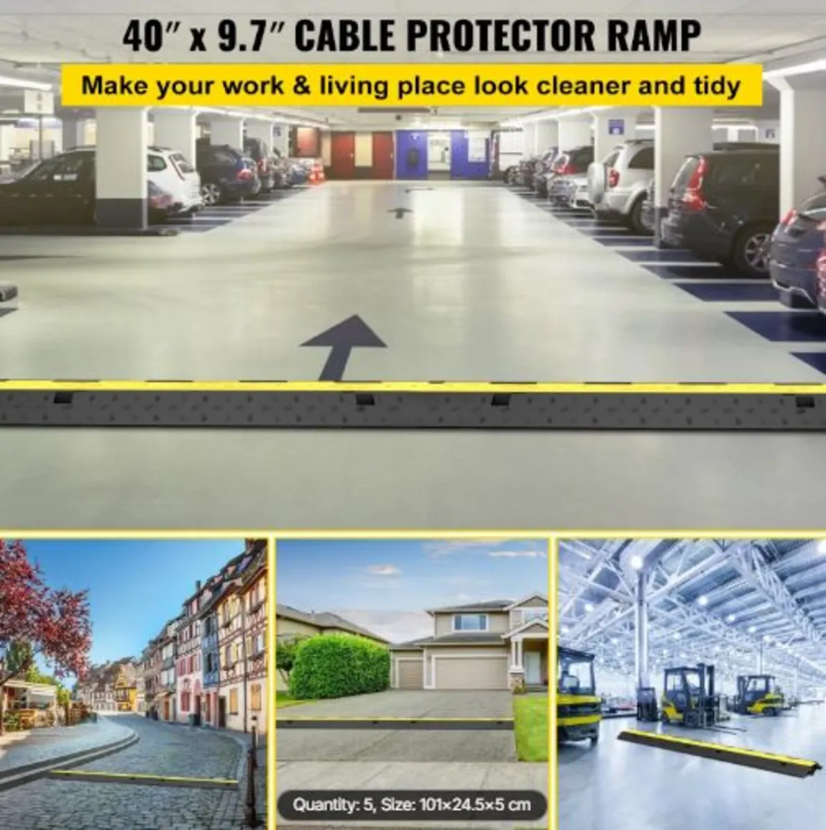 Cable Protector Ramp 101x24.5x5cm,5 Packs 2Channel - Image 2
