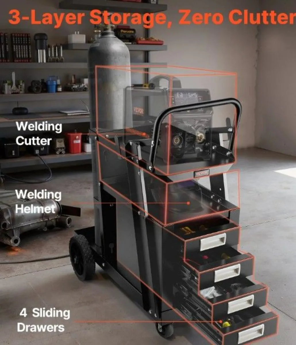 Heavy Duty Welding Cart with 4 Drawers and Gas Cyl - Image 4