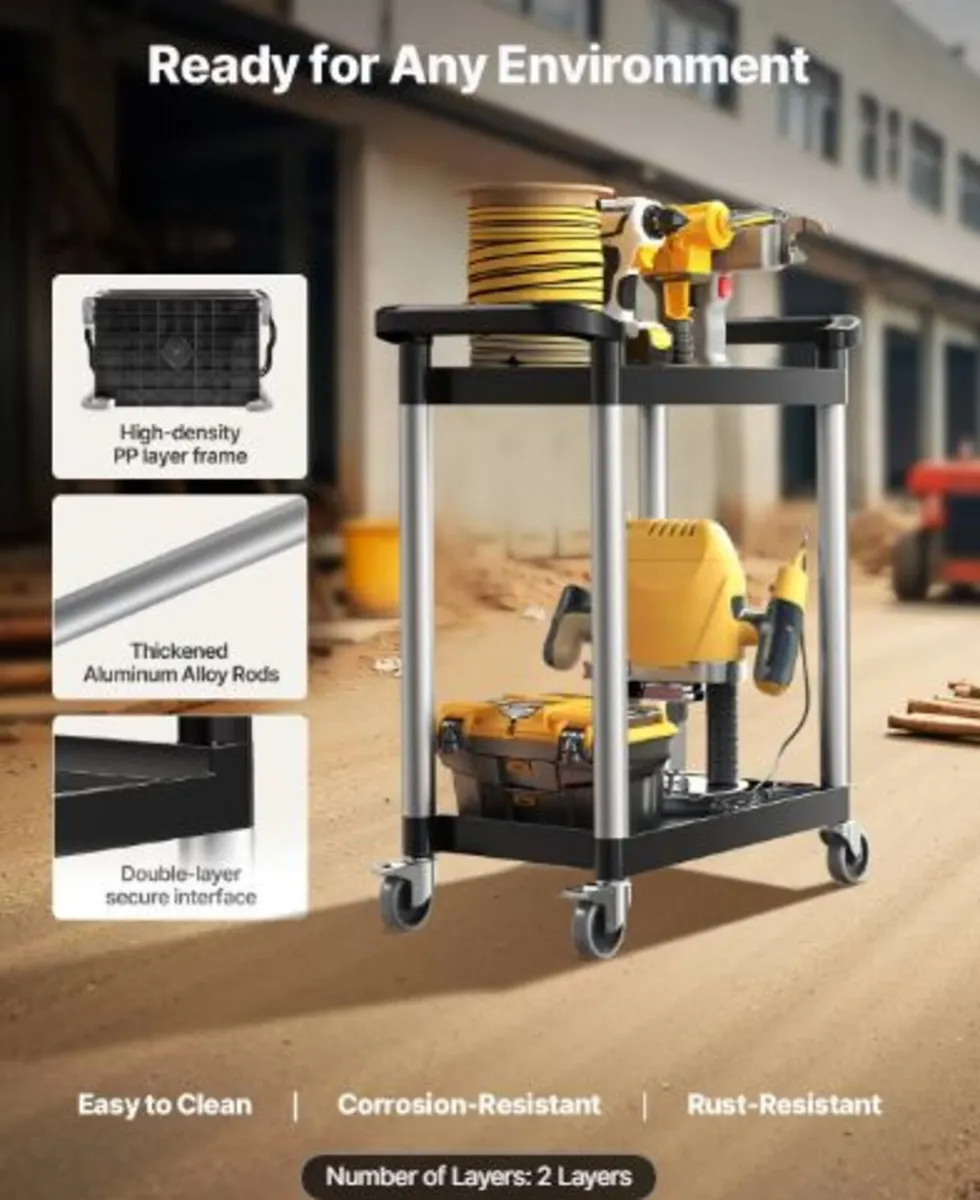 Utility Cart,300 lbs Load Capacity, 2-tier Utility - Image 3