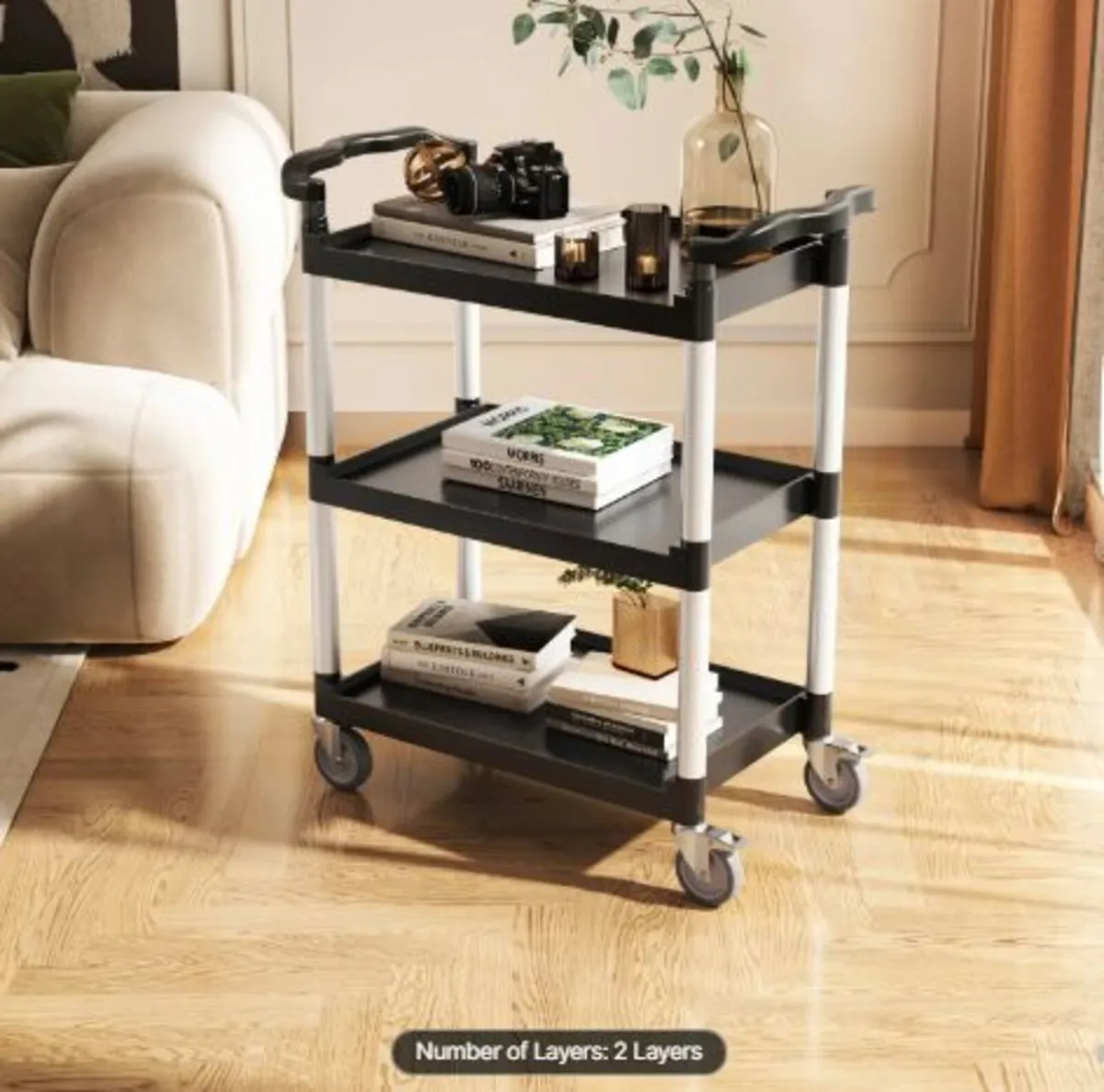 Utility Cart,300 lbs Load Capacity, 2-tier Utility - Image 4
