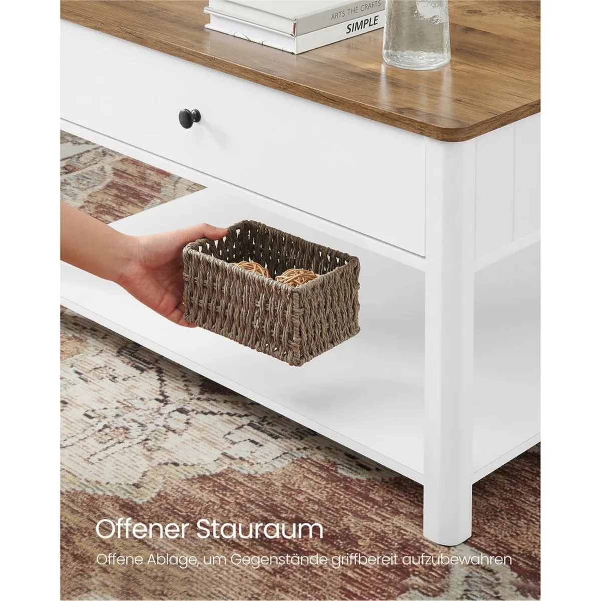 Square Coffee Table with Storage Drawers Walnut an - Image 4