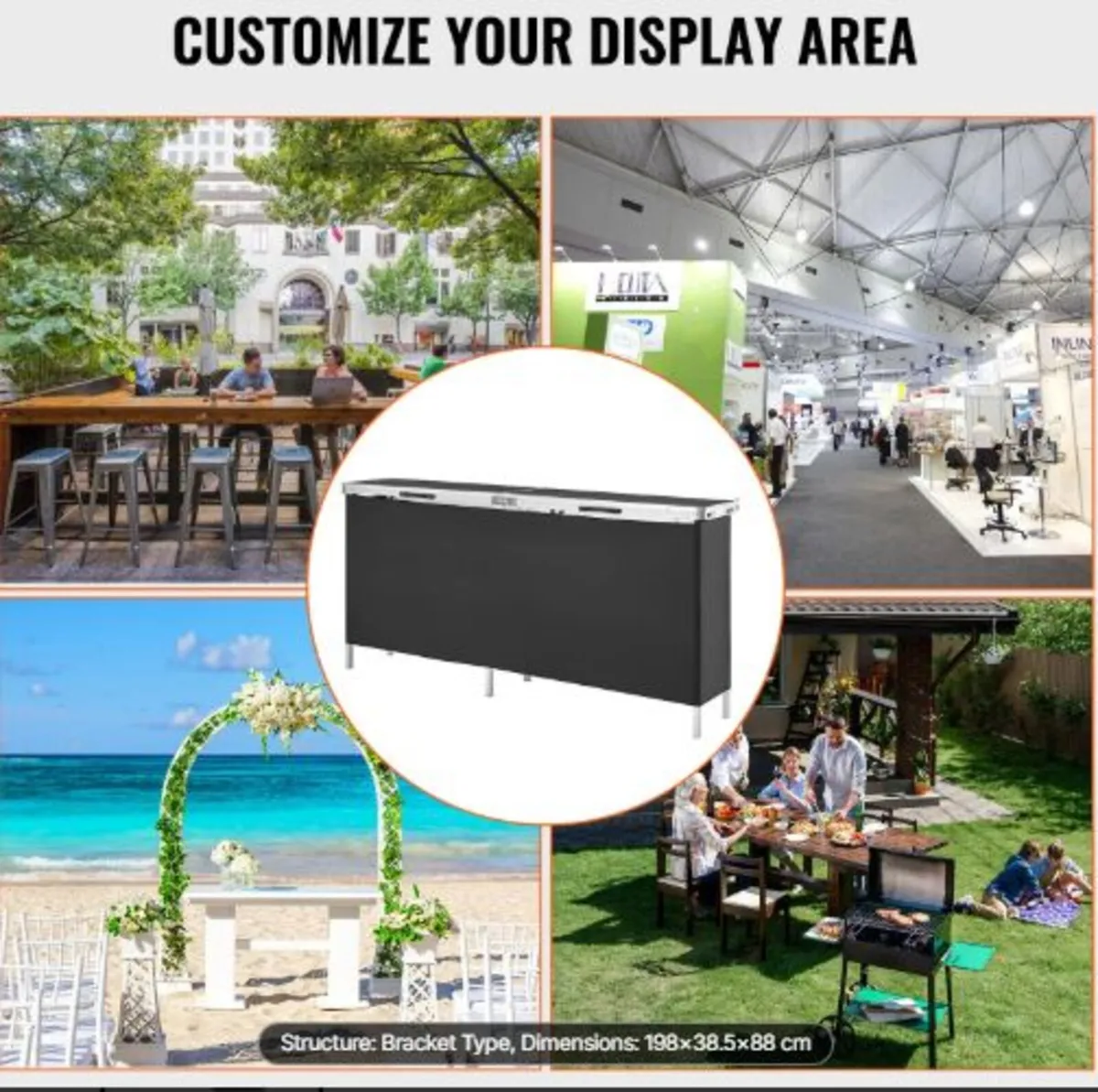 Portable Tradeshow Podium Table,1980x 385 x 880 mm - Image 4