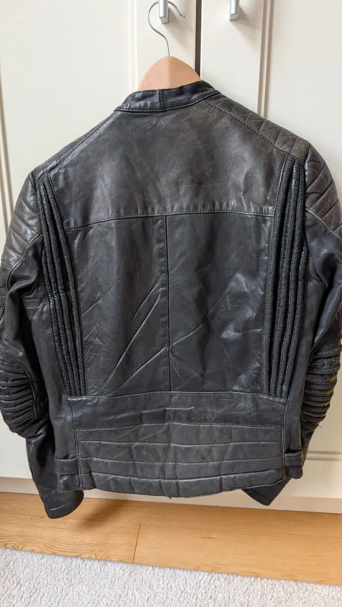 Vintage Heavy Leather Jacket (Size S) - Image 1