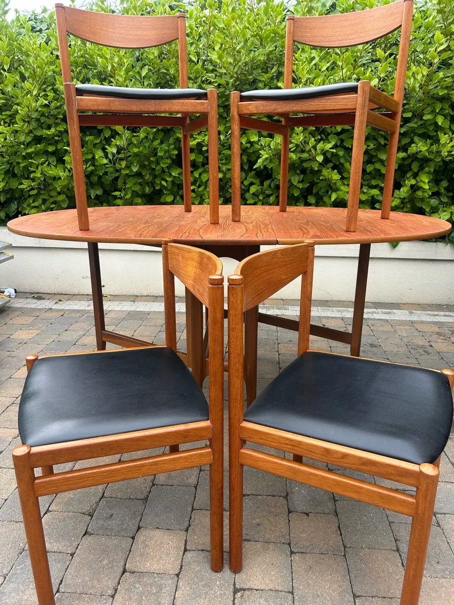 Mid century danish chairs & gate leg table - Image 1
