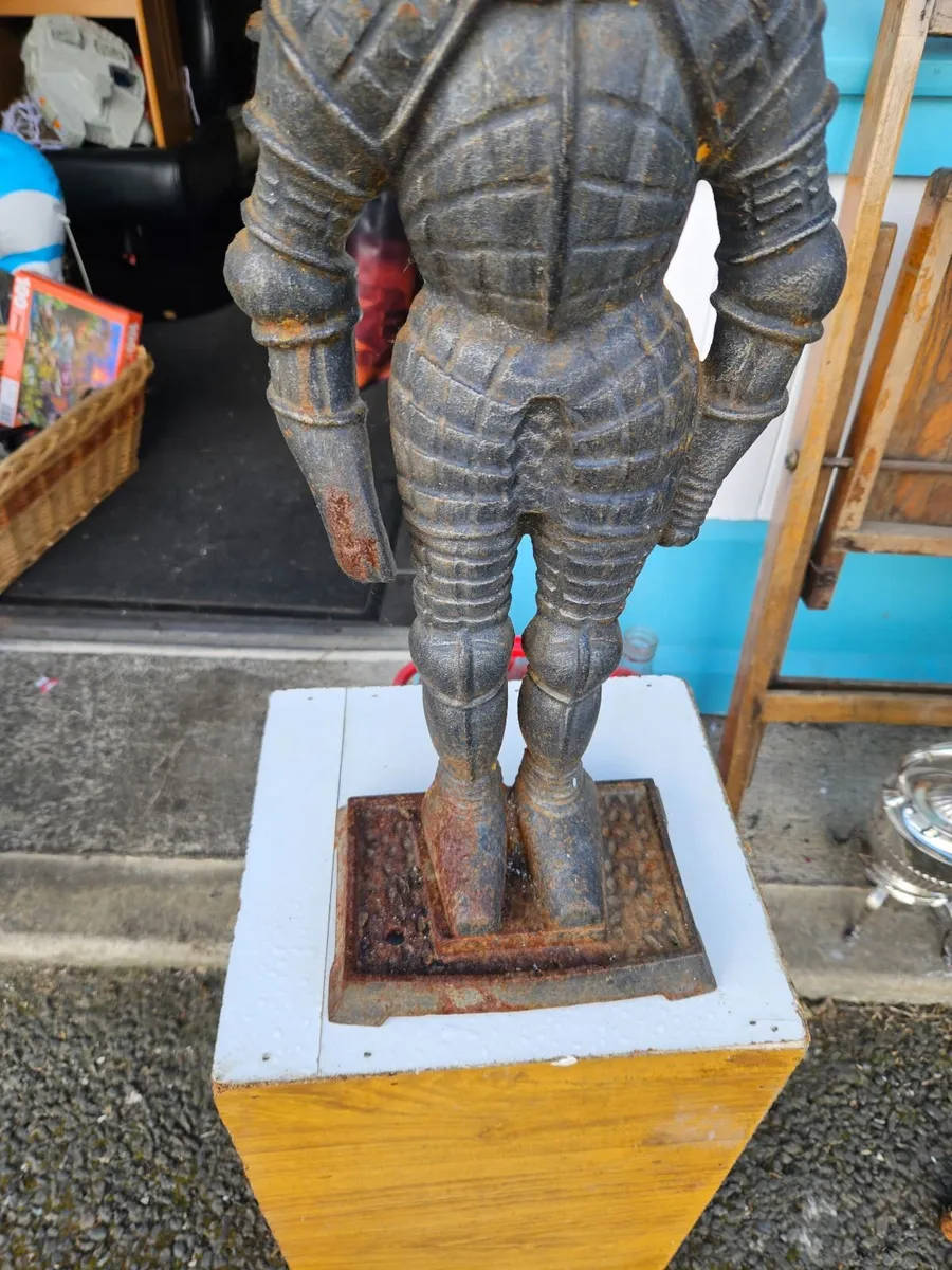 Vintage Cast Iron Door Stop Knight Fire Irons - Image 2