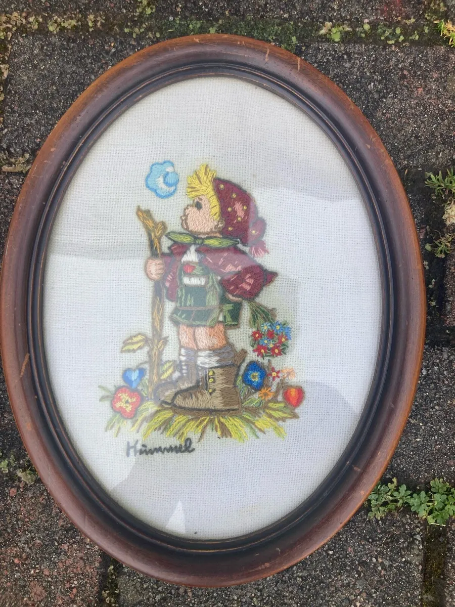 Vintage framed Hummel embroidery free postage