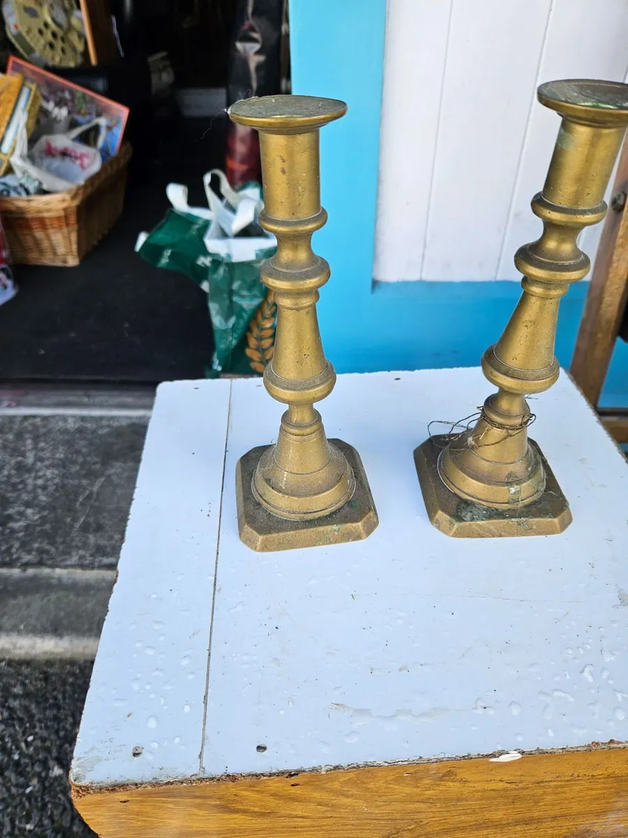 Vintage Brass Candle Sticks - Image 2