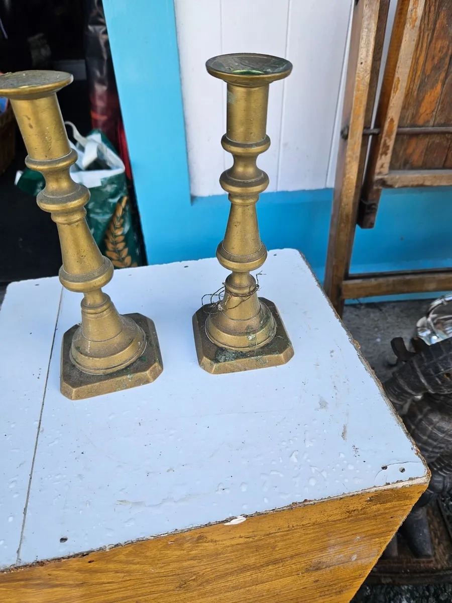 Vintage Brass Candle Sticks - Image 3