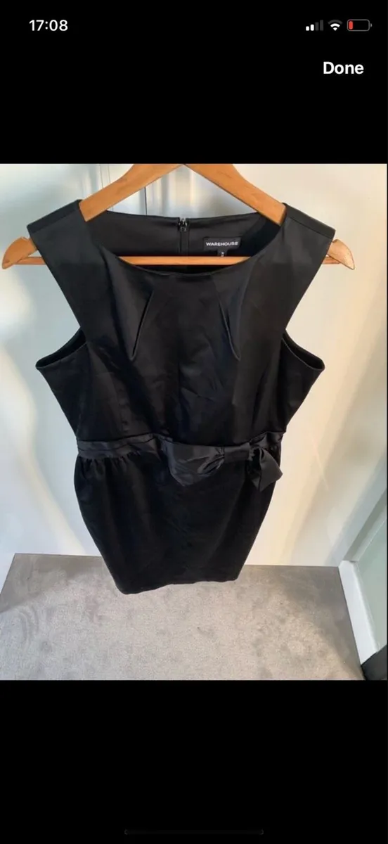 Warehouse black satin dress