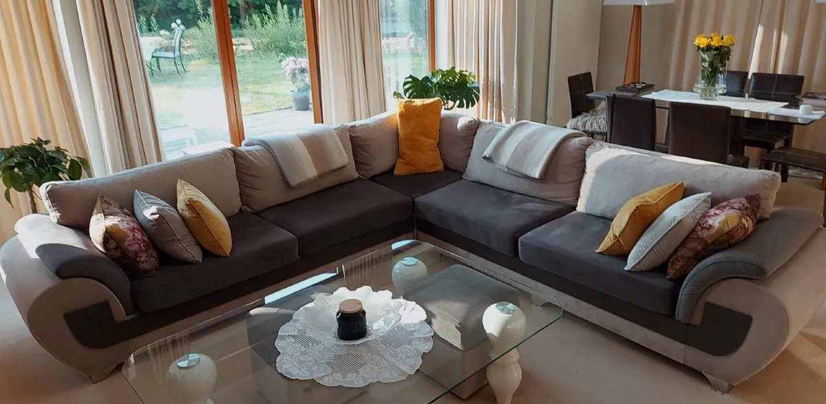 Large Luxury L-Shaped Sofa and Matching Footstools - Image 1