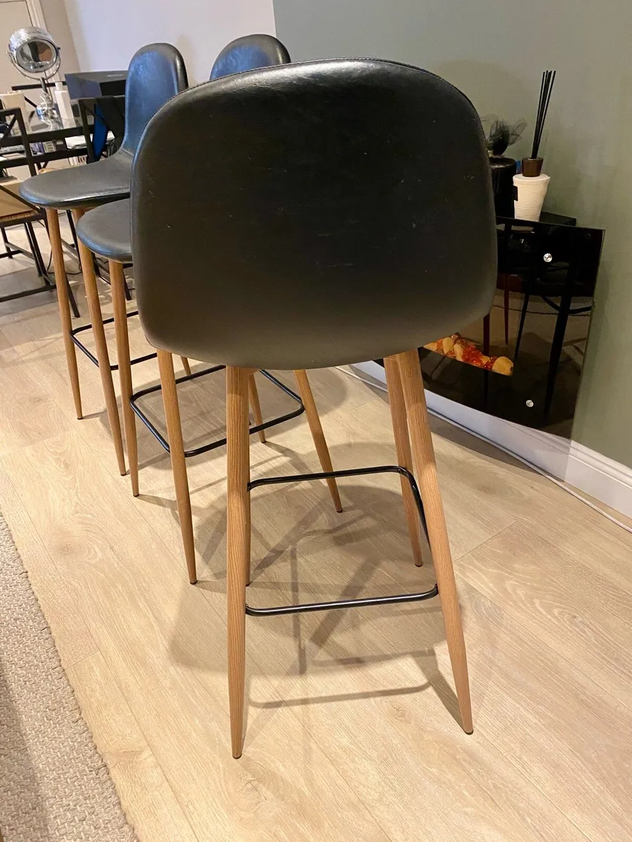 3 x JYSK Bar Stools – Black / Oak – Like New - Image 3