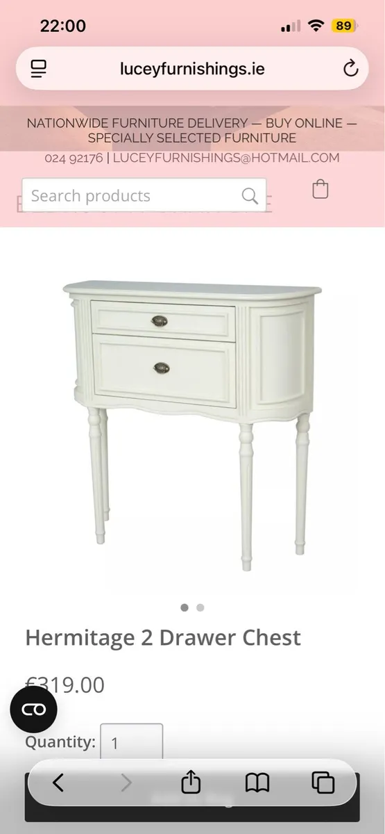 2 drawer bedside locker/chest of drawers - Image 3