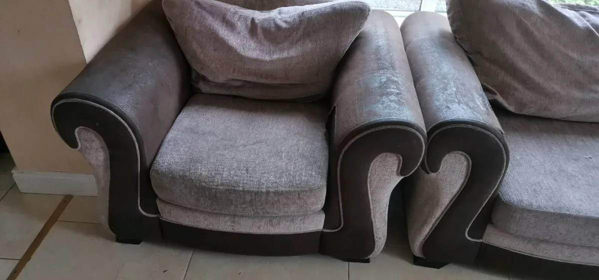 Two seater sofa bed and an armchair - Image 2