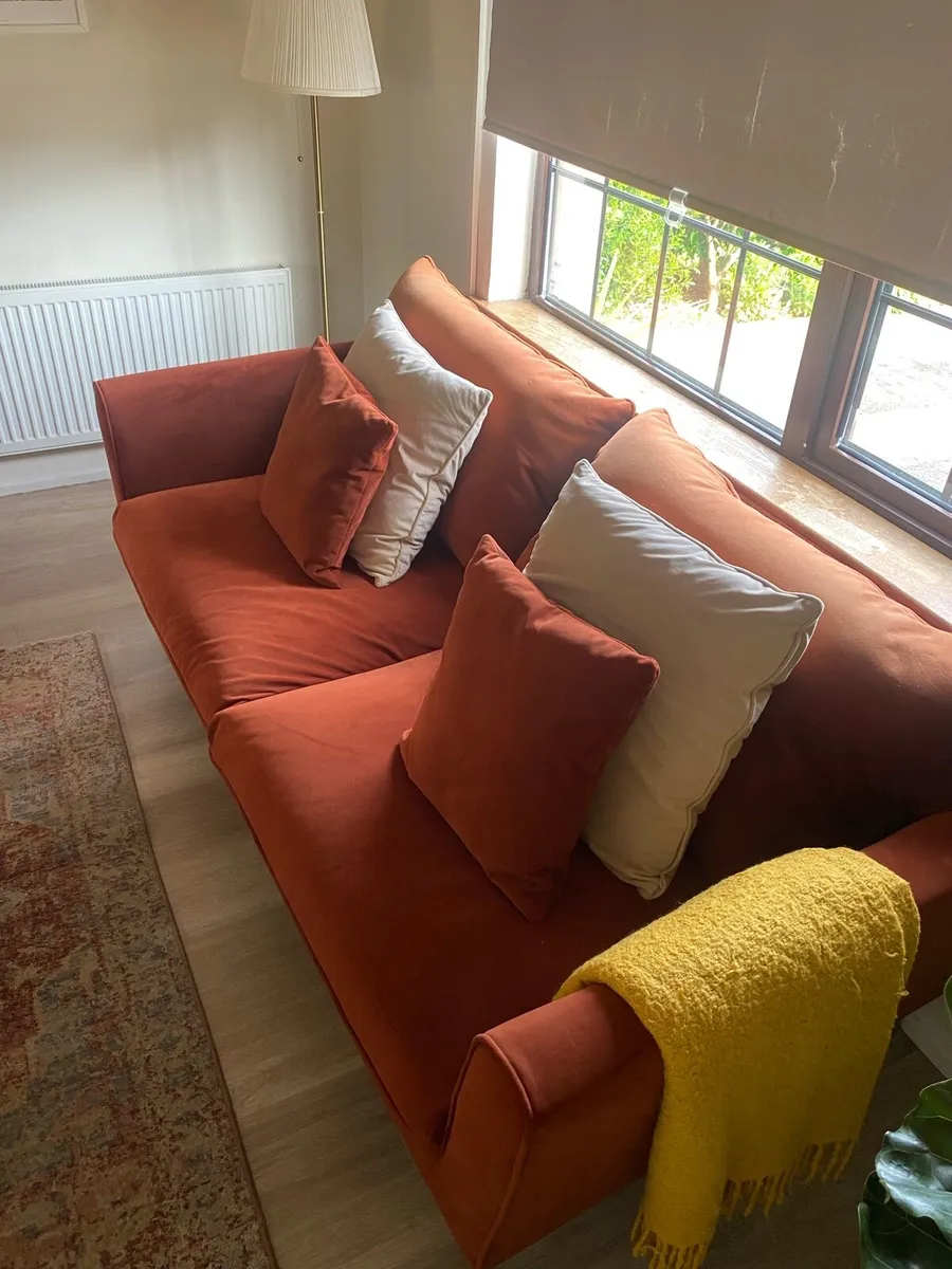 EZ Living Rust Velvet 3 Seater Sofa + armchair - Image 2
