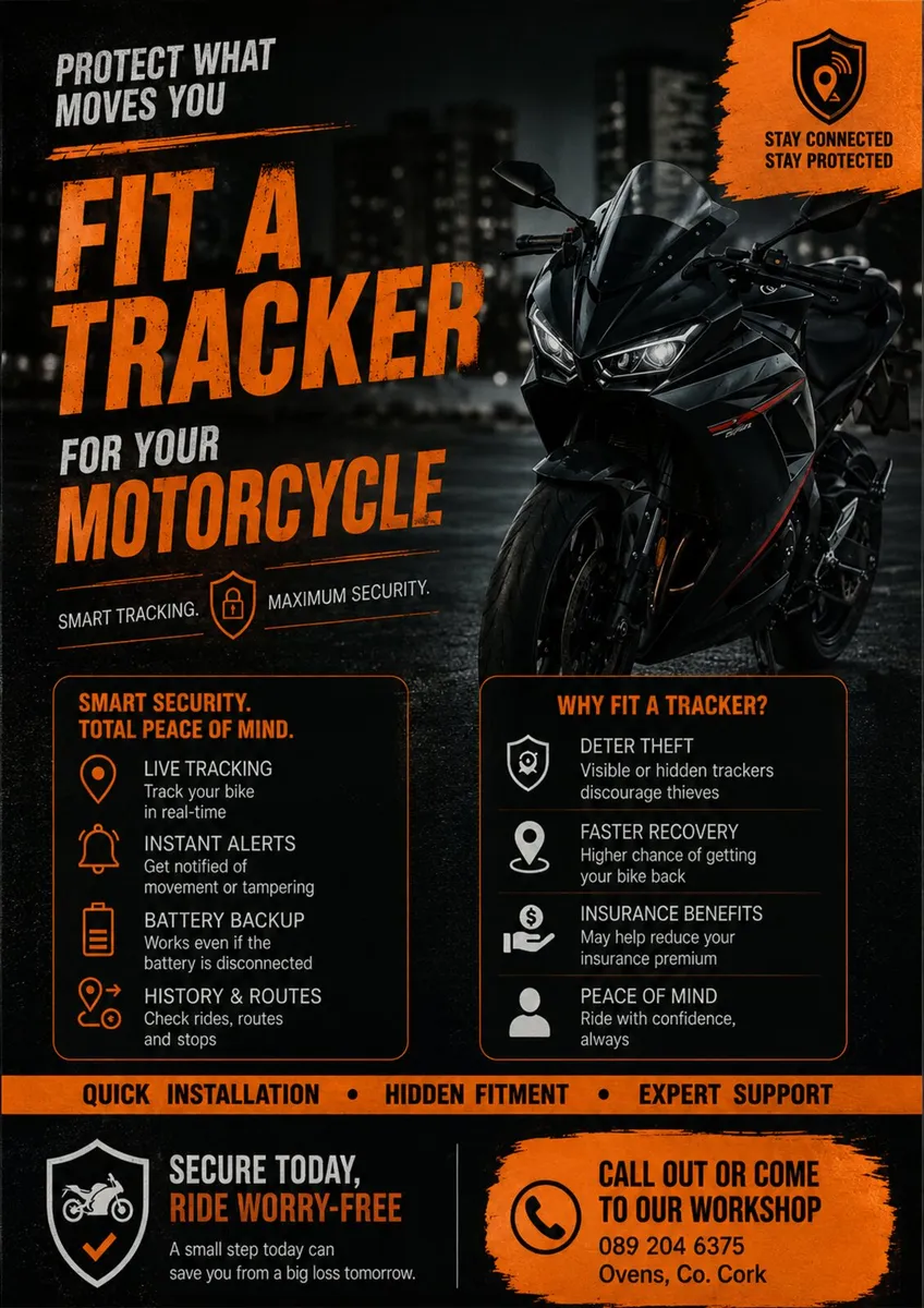 Motorcycle tracker fitted Cork