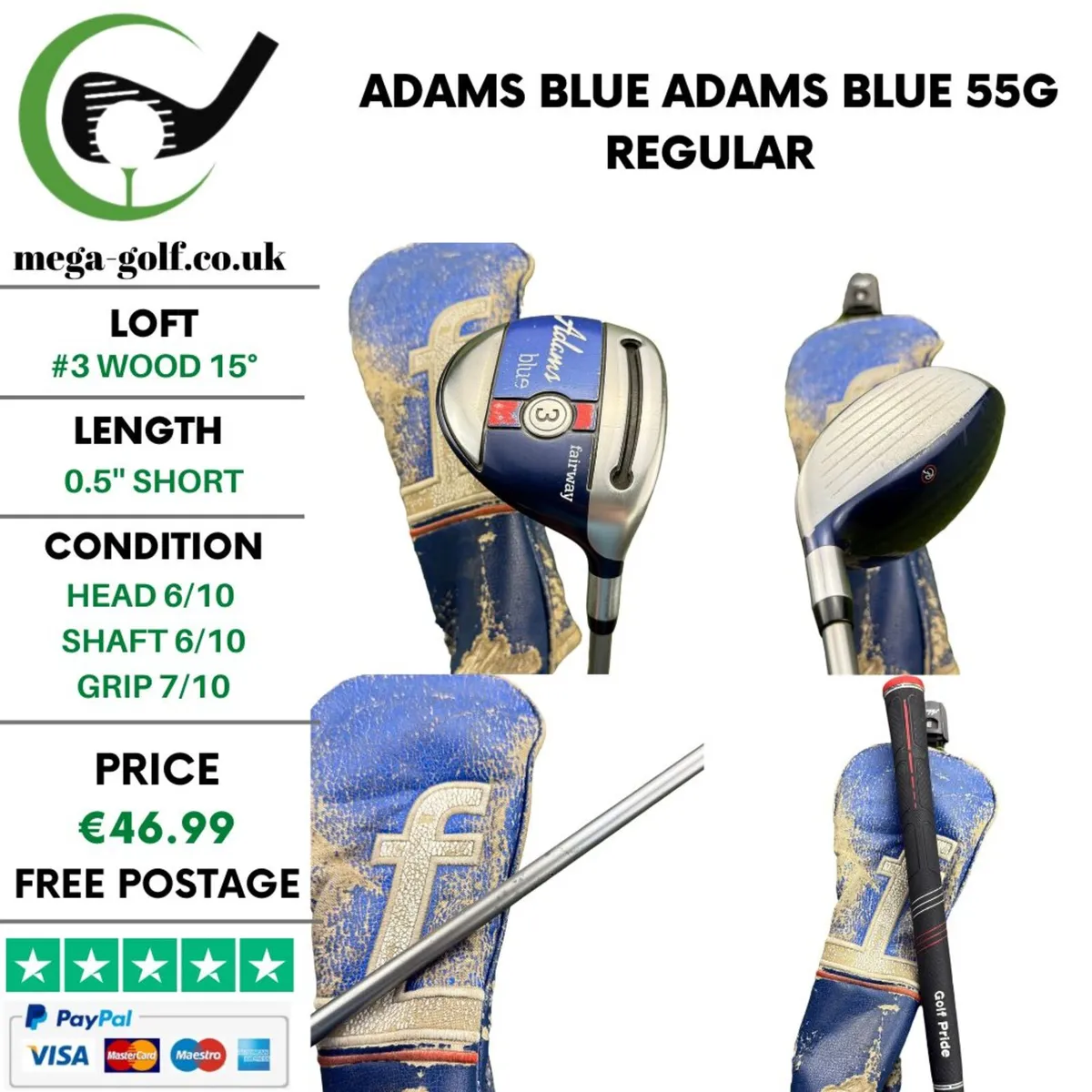 Adams Blue #3 Wood 15° / Adams Blue 55G Regular - Image 1