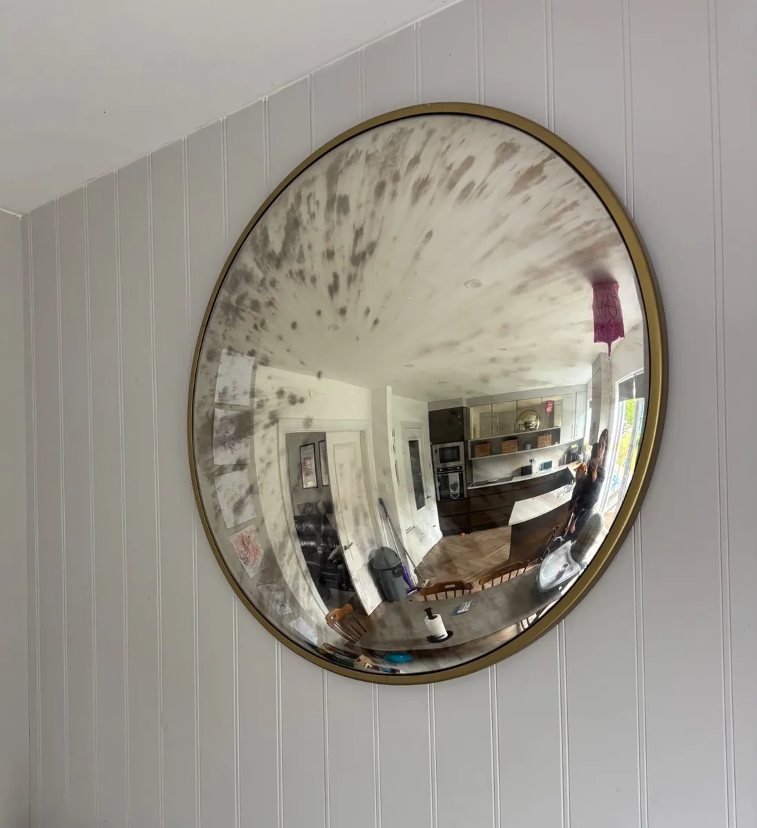 95cm Large Convex Antiqued Mirror – Gold Frame - Image 1