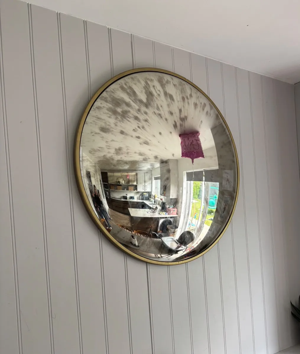 95cm Large Convex Antiqued Mirror – Gold Frame - Image 2