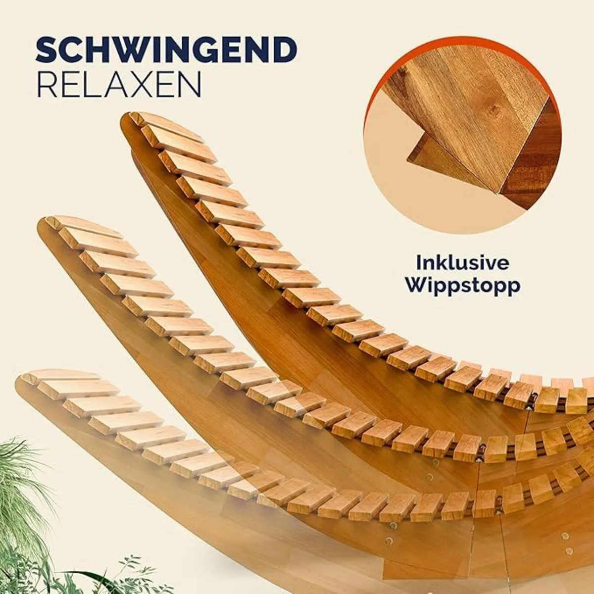 Set of 2 Acacia Wood Rocking Garden Loungers FSC C - Image 4
