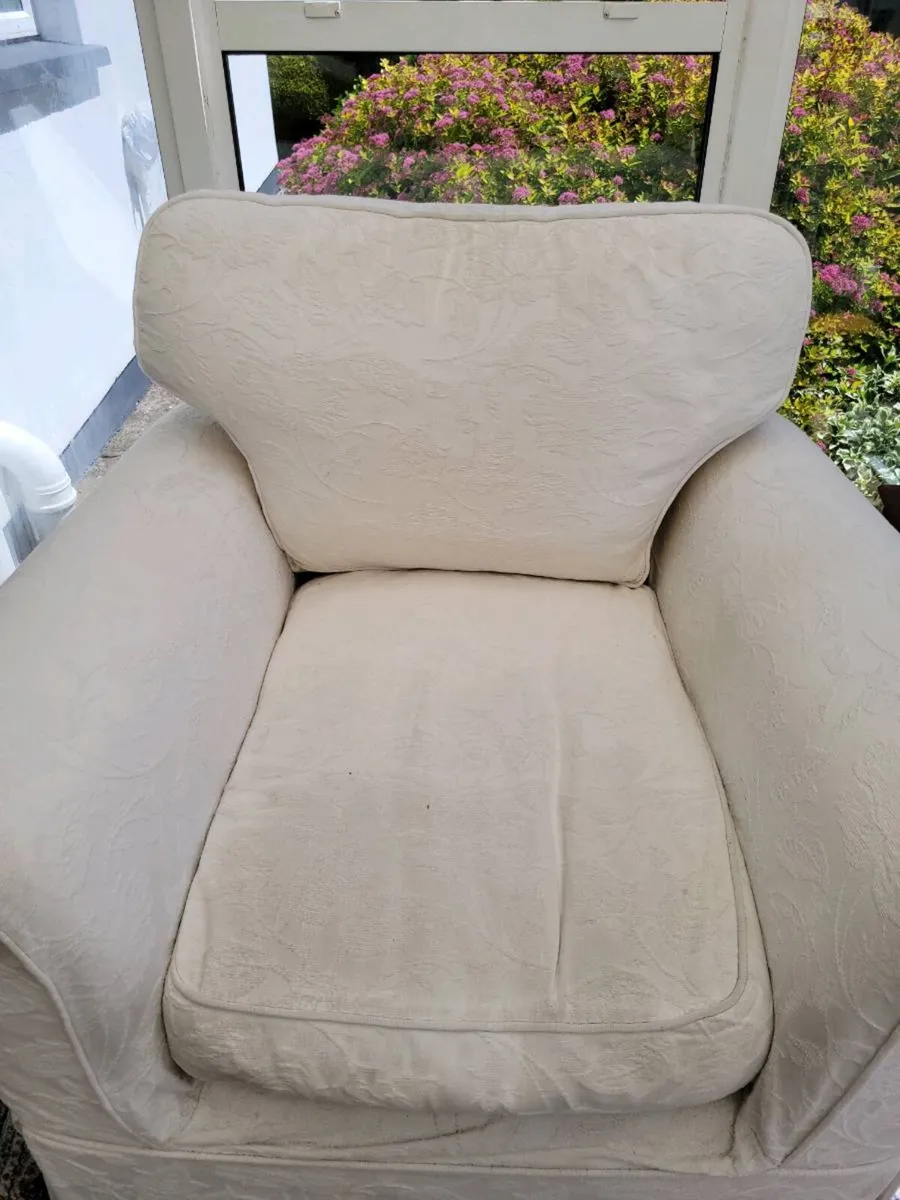 2 cream armchairs - Image 3