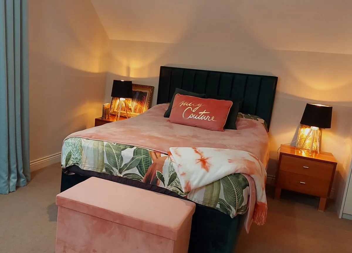 Luxury Double Bed with Headboard & Mattress - Image 1