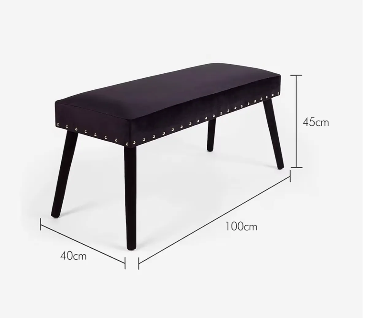 Black velvet bench - Image 4