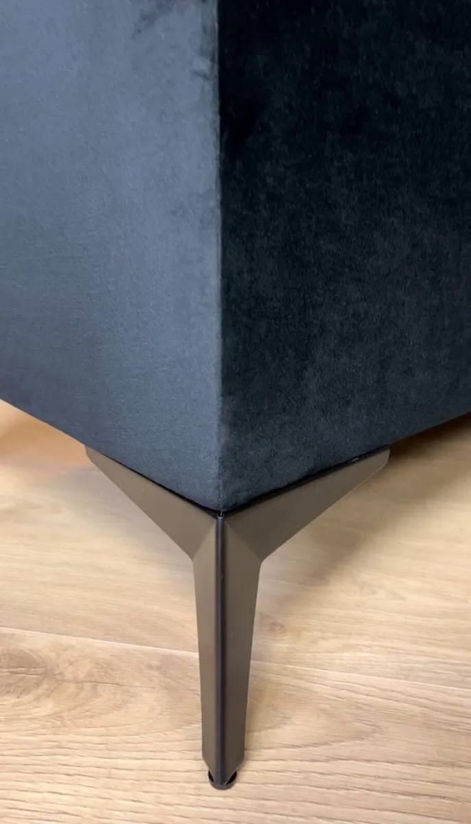 Handmade Velvet Bench with Metal Legs - Image 2