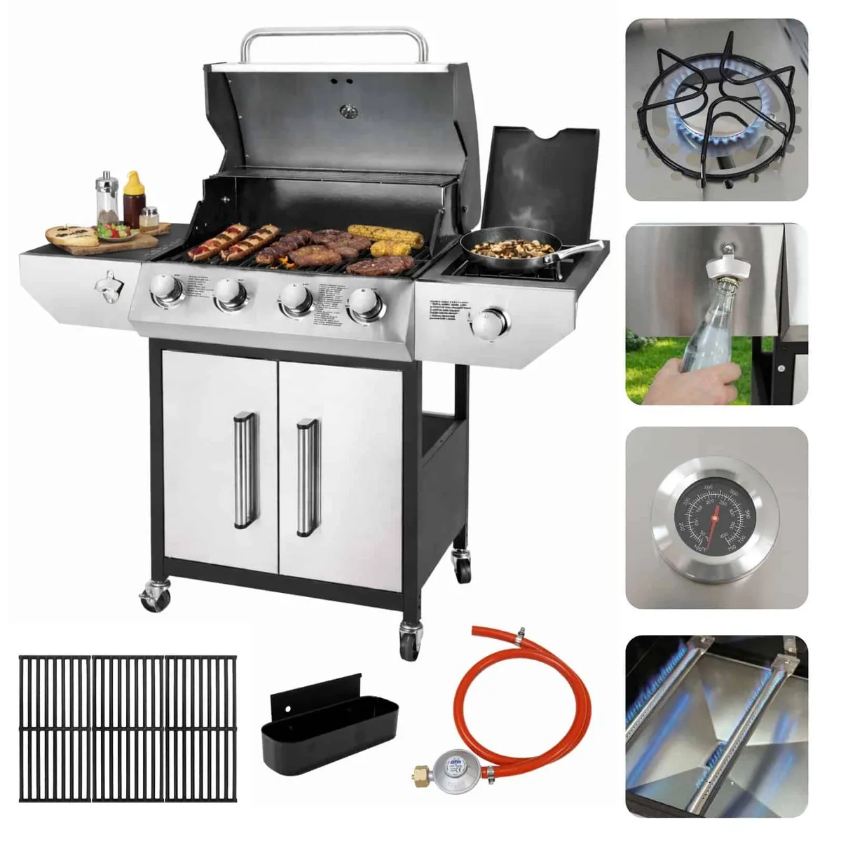 Ibiza 4+1 Gas Garden Grill – Silver - Image 3