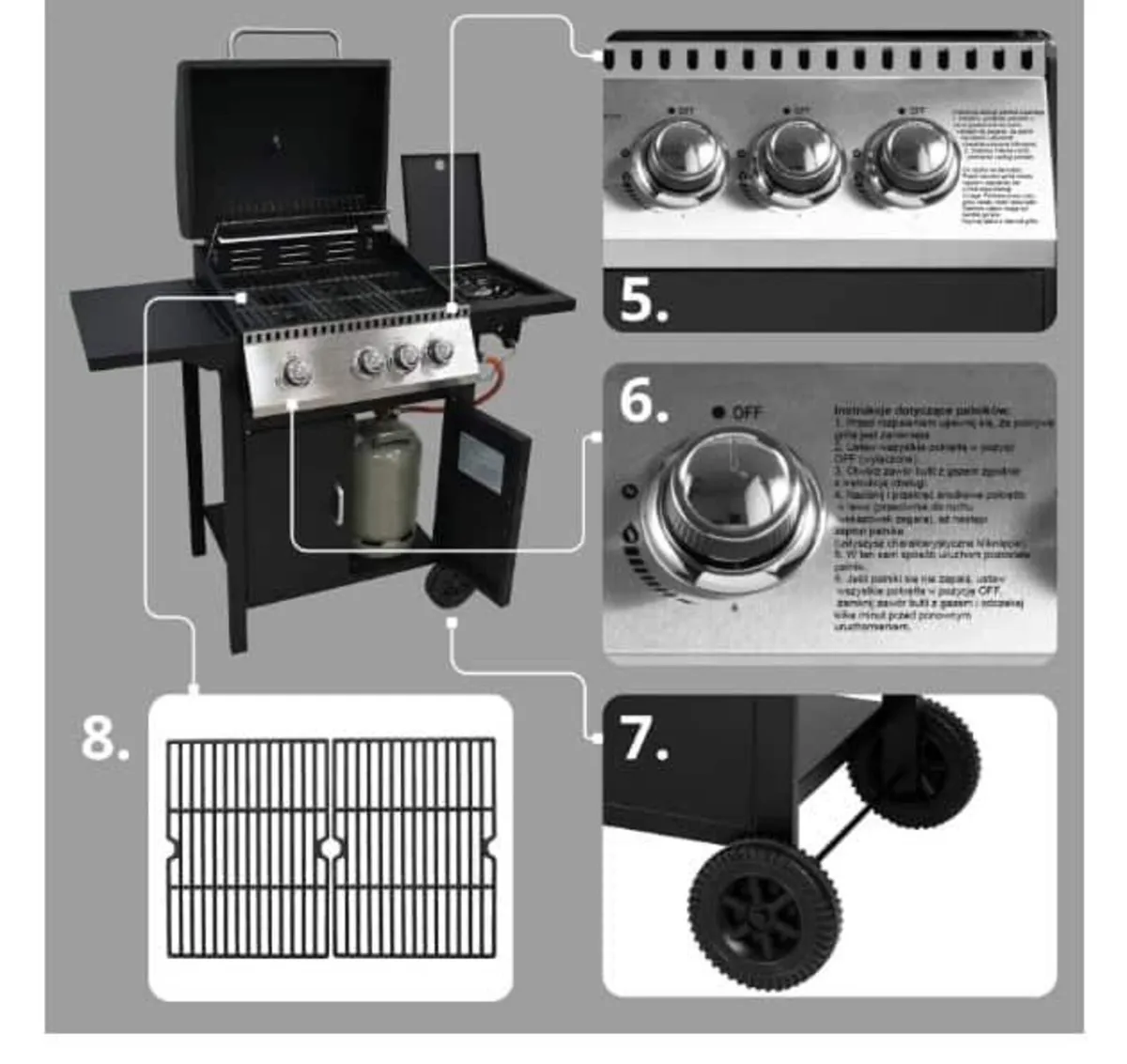 Dakar Black 3+1 Gas BBQ Station - Image 3