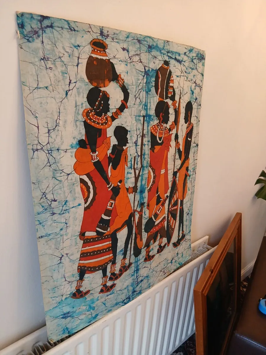 Rare vintage batik massai mara east african art wo - Image 2