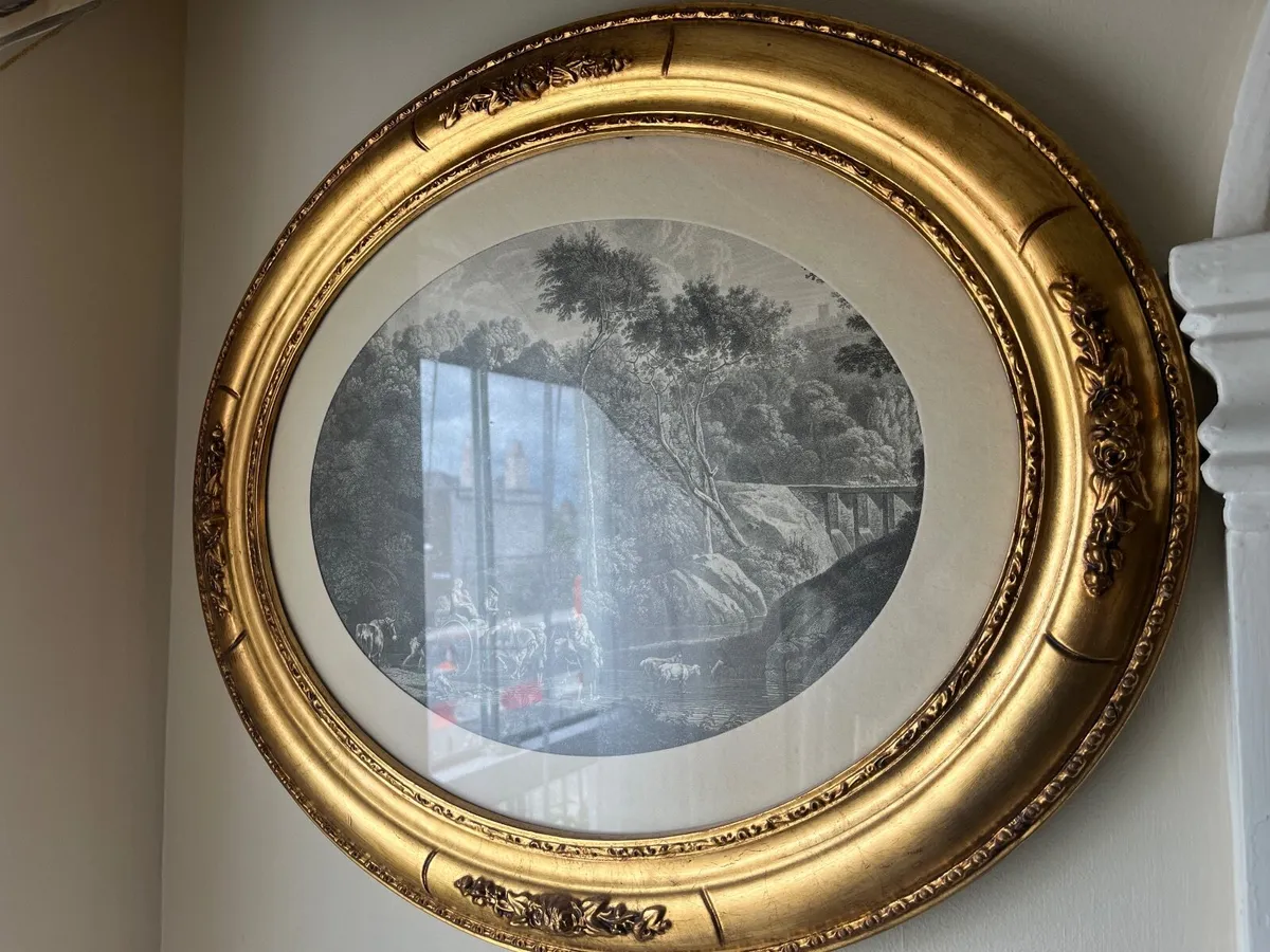 Pair of Gilt Framed Oval Prints - Image 1