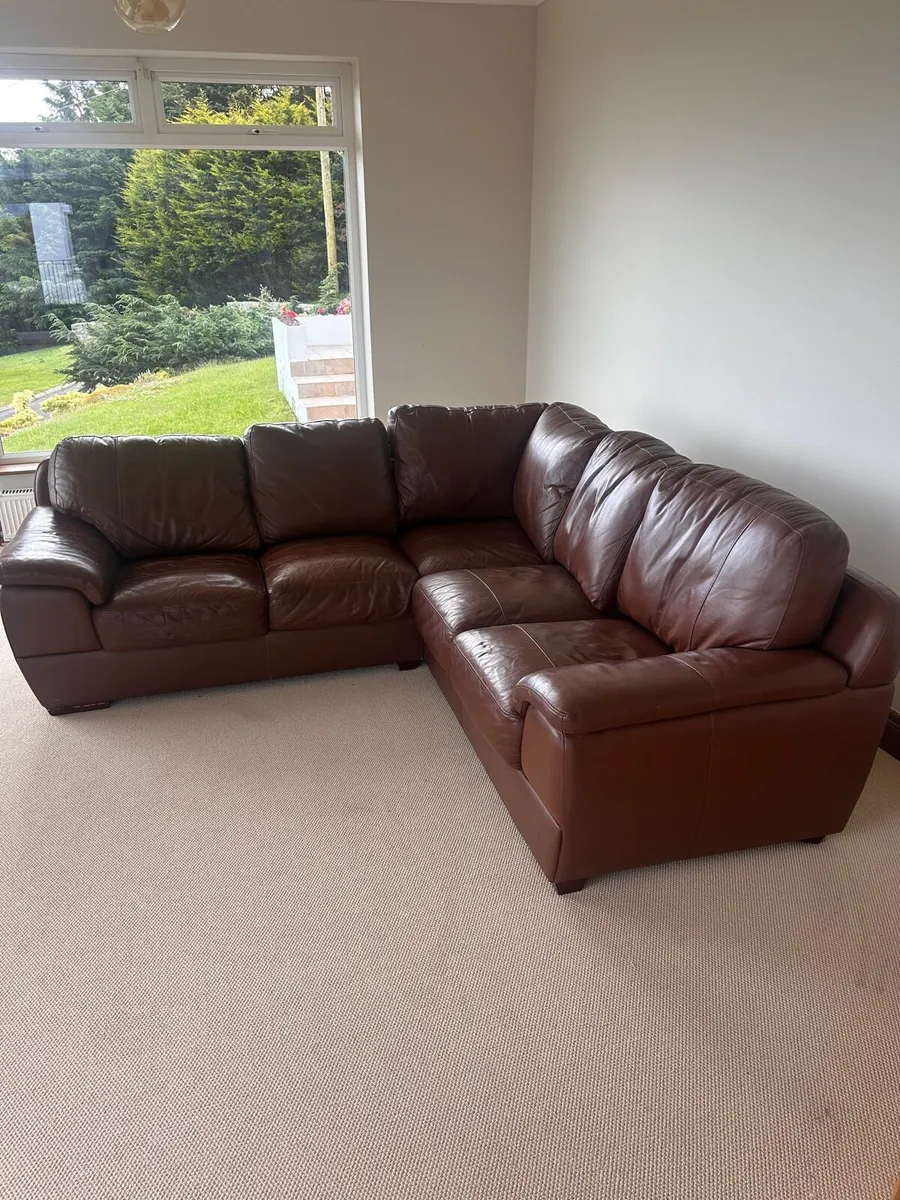 Leather Corner Sofa - Image 1