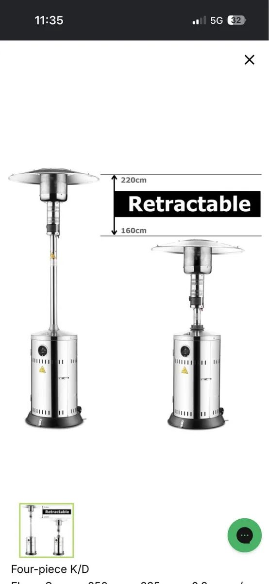 Thor StainlessSteel Height adjust gas patio heater