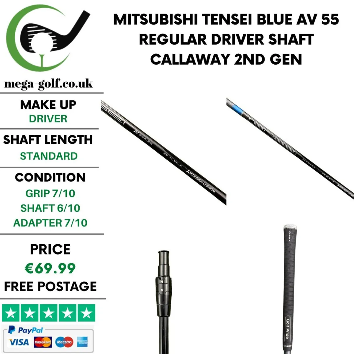 Mitsubishi Tensei Blue AV 55 Regular Driver Shaft - Image 1