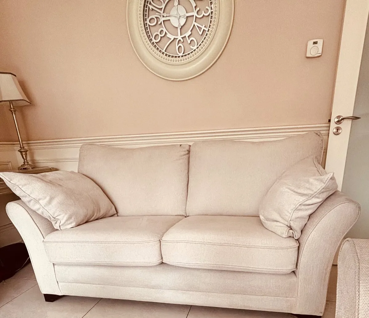 3-seater and 2-seater in Cream/beige fabric - Image 1