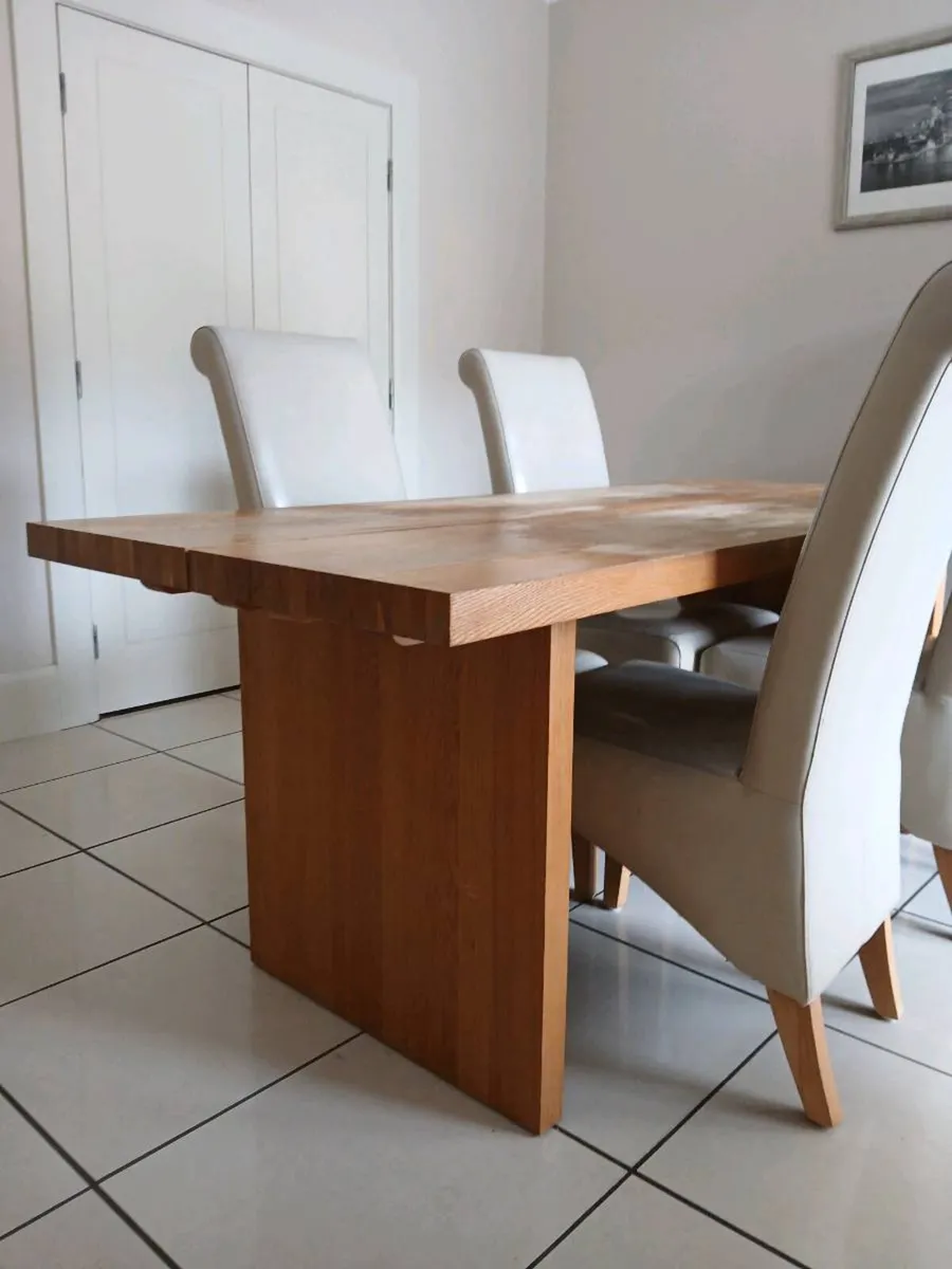 Solid Oak Dining Table & Chairs - Image 2